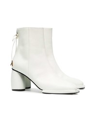 Reike Nen White 80 Square Toe Leather Ankle Boots