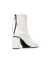 Reike Nen White 80 Square Toe Leather Ankle Boots
