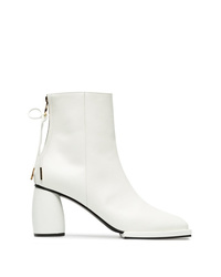 Reike Nen White 80 Square Toe Leather Ankle Boots