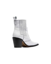 Ganni White Callie 80 Leather Ankle Boots