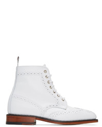 Thom Browne White Classic Wingtip Boots