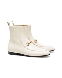 Gucci White Jordaan 25 Leather Ankle Boots