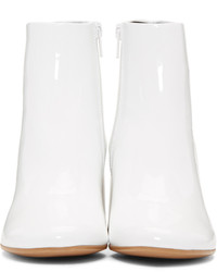 MM6 MAISON MARGIELA White Patent Cube Heel Boots