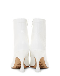 MM6 MAISON MARGIELA White Patent Flared Heel Boots