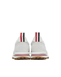 Thom Browne White And Grey Tech Runner Sneakers