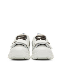 Prada White And Silver Mechano Sneakers