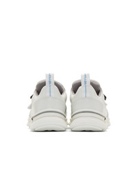 Prada White And Silver Mechano Sneakers