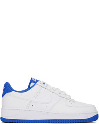 Nike White Blue Air Force 1 07 Low Sneakers