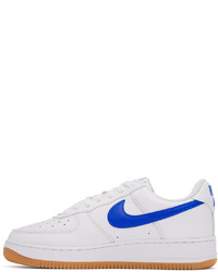 Nike White Blue Anniversary Air Force 1 Retro Sneakers