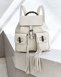 Gucci Bamboo Sac Leather Backpack White