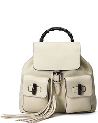 Gucci Bamboo Sac Leather Backpack White