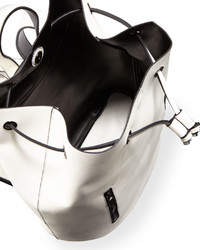 Neiman Marcus Contrast Drawstring Backpack Whiteblack