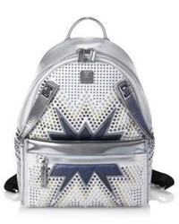 MCM Dual Stark Cyber Studs Metallic Leather Mini Backpack