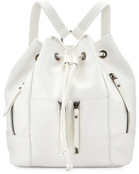 Neiman Marcus Faux Leather Drawstring Backpack White