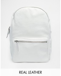 American Apparel Leather Backpack In White