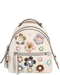 Fendi Mini Flower Appliqus Leather Backpack