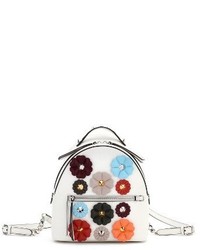 Fendi Mini Flowerland Leather Backpack White