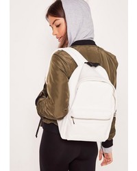 Missguided White Faux Leather Sport Backpack