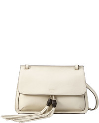 Gucci Bamboo Daily Leather Flap Shoulder Bag White