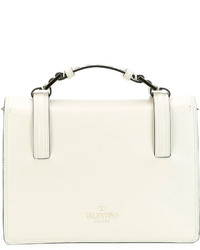 Valentino Cabana Top Handle Medium Leather Lock Shoulder Bag Light Ivory