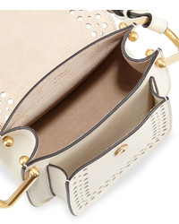Chloé Chloe Hudson Perforated Leather Mini Saddle Bag White