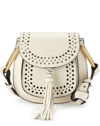 Chloé Chloe Hudson Perforated Leather Mini Saddle Bag White