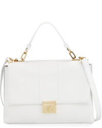 Versace Collection Lock Flap Top Large Leather Satchel Bag White