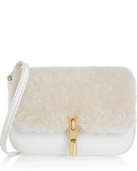 Elizabeth and James Cynnie Nano Shearling And Textured Leather Shoulder Bag White