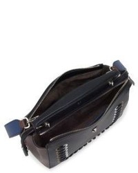 Fendi Dotcom Click Whipstitched Leather Satchel