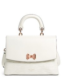 Ted Baker London Lady Bow Flap Top Handle Leather Satchel Ivory