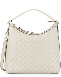 Gucci Miss Gg Ssima Leather Hobo Bag Mystic White