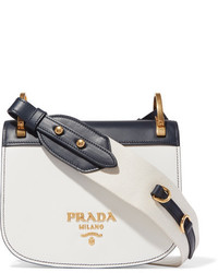 Prada Pionnire Two Tone Leather Shoulder Bag White