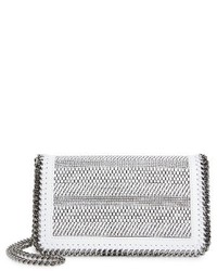 Stella McCartney Small Woven Faux Leather Shoulder Bag White
