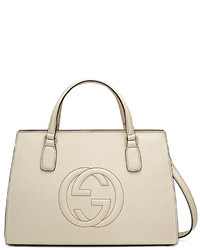 Gucci Soho Leather Top Handle Satchel Bag White