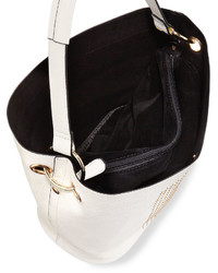 Neiman Marcus Sophia Studded Faux Leather Hobo Bag White