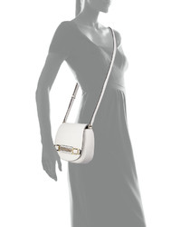 Diane von Furstenberg Stevie Leather Saddle Bag Optic White