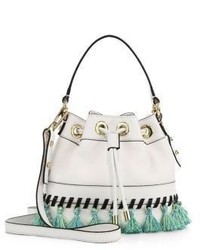 Milly Whipstitch Tassel Small Leather Drawstring Bag