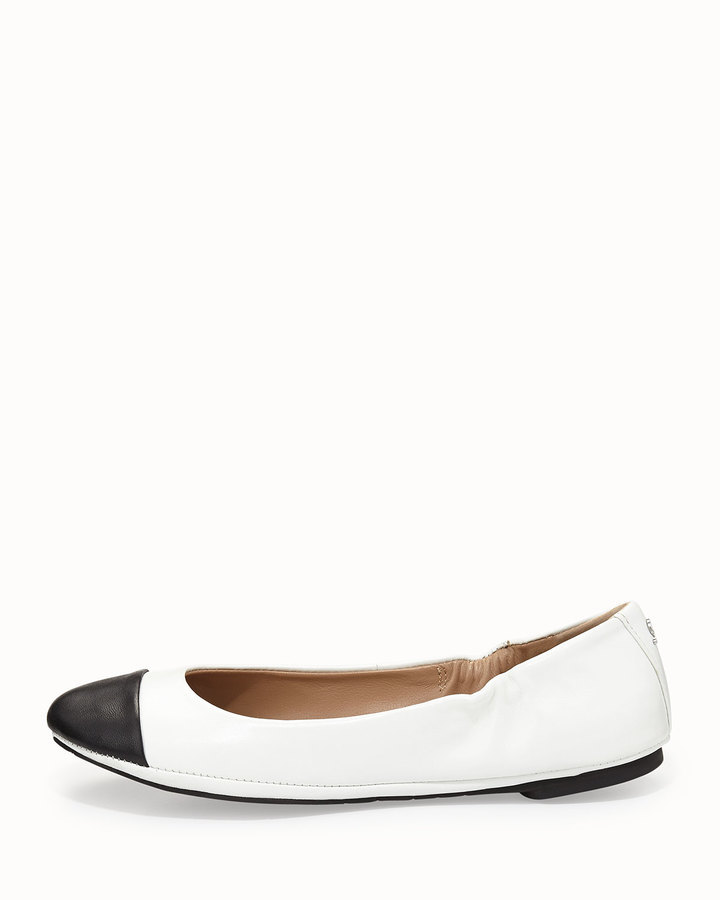 Delman Blair Cap Toe Ballet Flat Whiteblack, $159 | Last Call by Neiman ...