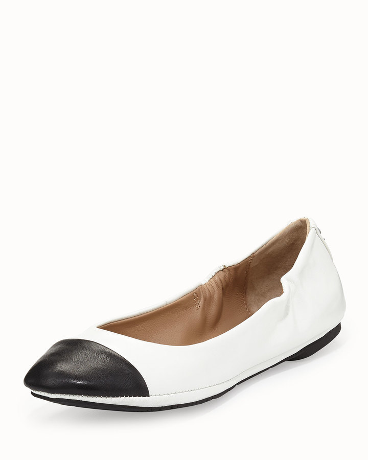 Delman Blair Cap Toe Ballet Flat Whiteblack, $159 | Last Call By Neiman ...