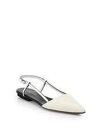 Costume National Leather Slingback Flats Natural