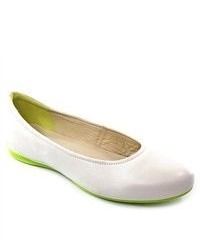 Ecco Angel White Leather Ballet Flats Shoes Newdisplay Uk 8