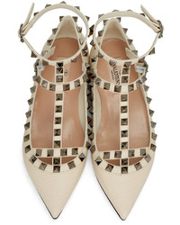 Valentino Ivory Garavani Rockstud Cage Ballerina Flats