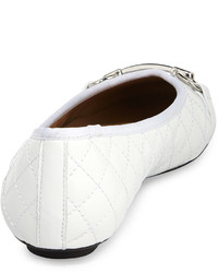 Neiman Marcus Suzy Quilted Leather Bit Strap Flat White