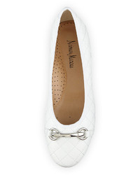 Neiman Marcus Suzy Quilted Leather Bit Strap Flat White