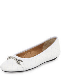 Neiman Marcus Suzy Quilted Leather Bit Strap Flat White