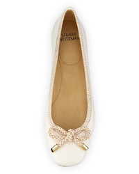 Stuart Weitzman Trumpets Braided Trim Ballerina Flat Ivory