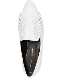 Proenza Schouler Woven Fringed Leather Point Toe Flats White