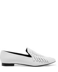 Proenza Schouler Woven Fringed Leather Point Toe Flats White
