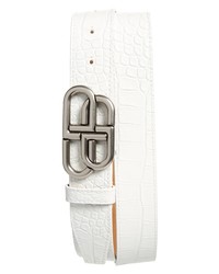 Balenciaga Bb Logo Leather Belt In White At Nordstrom
