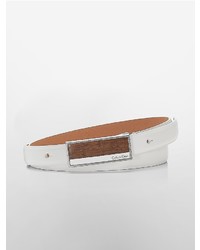 Calvin Klein Wood Plaque Leather Belt